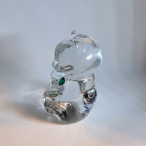 Vintage Fenton Art Clear Glass Birthday Bear May Birthstone Swarovski Crystal - Picture 3 of 6